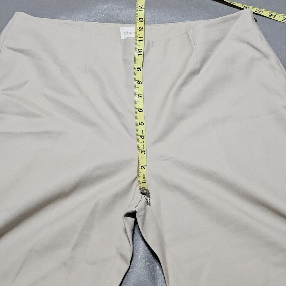 Chico's Pants Sz 2 US L 12 Cropped Side Zip Stretch Beige - Picture 6 of 8